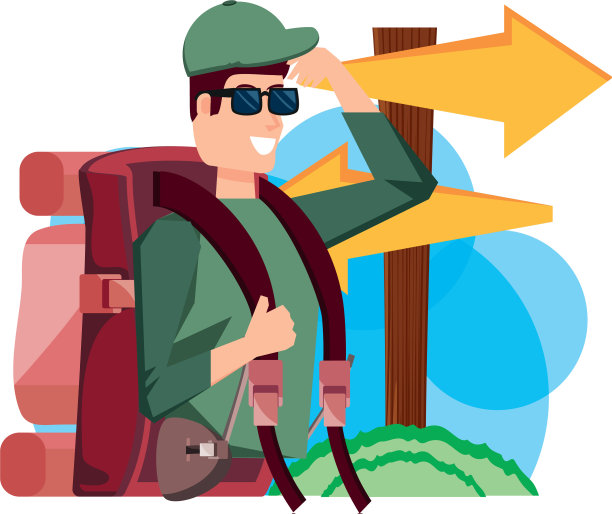 带着旅行袋和木箭的旅行者图片下载
