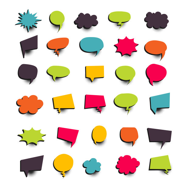 漫画彩色文字语音气泡30图片下载