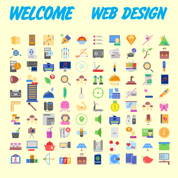 在下列主题上设置100个平面网页图标图片下载