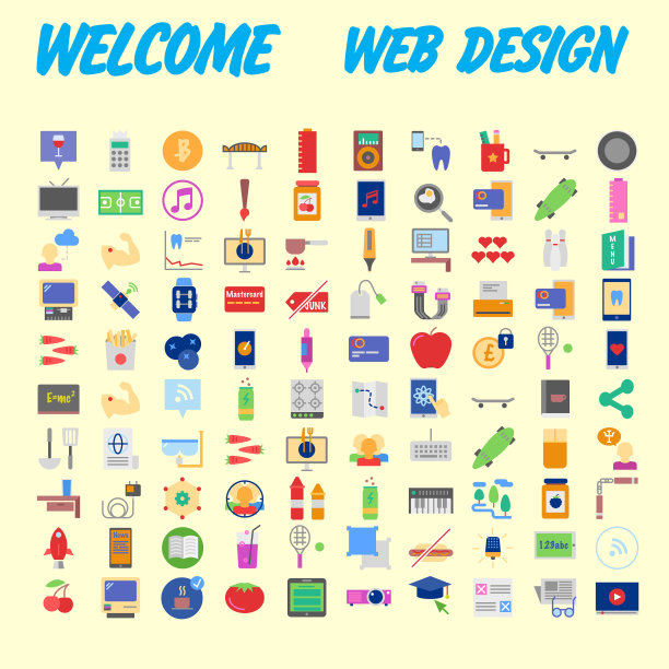 在下列主题上设置100个平面网页图标图片下载