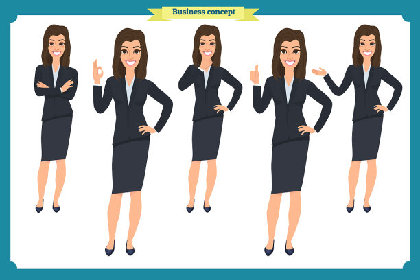 一组年轻的女商人展示图片下载