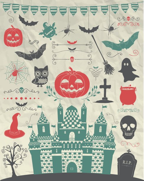 手绘涂鸦万圣节图标图片下载