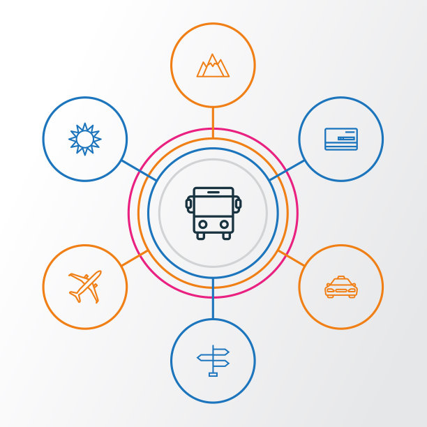 旅行轮廓图标集合出租车图片下载