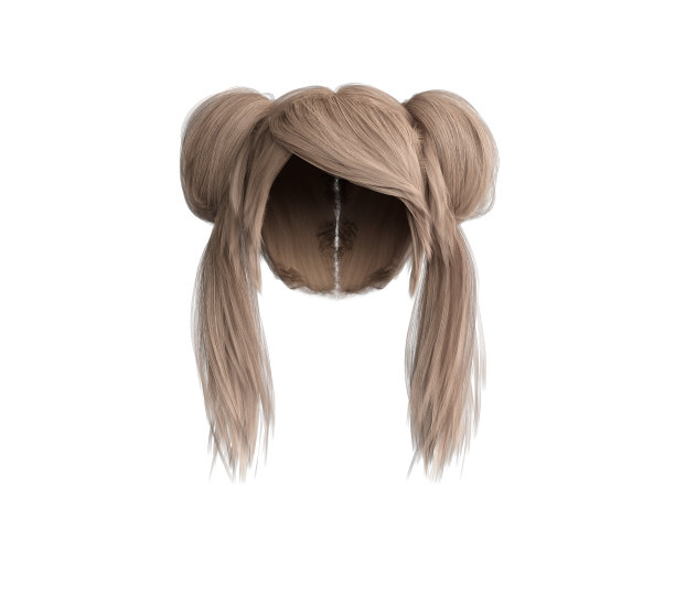 女人的头发在白色3D渲染孤立图片下载