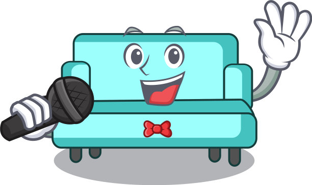 卡通造型的唱歌沙发吉祥物图片下载