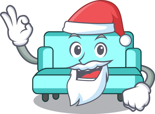 圣诞老人沙发吉祥物卡通风格图片下载