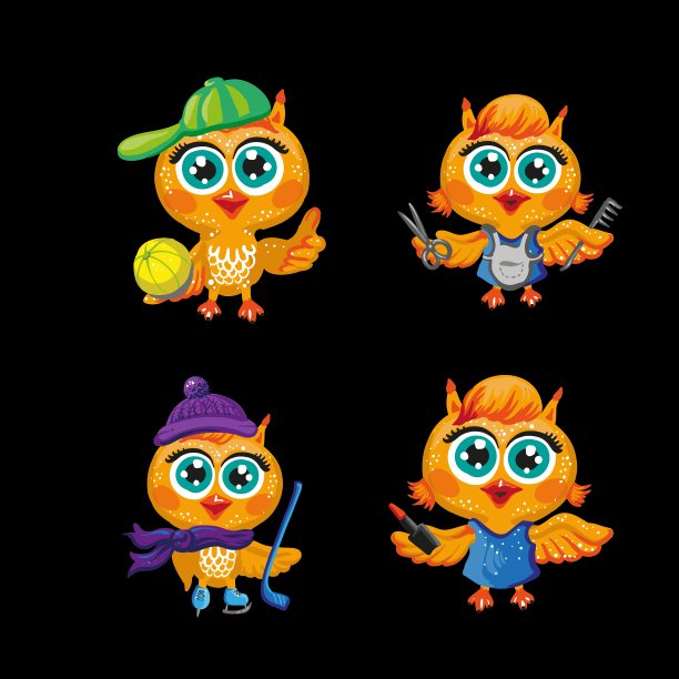 可爱的猫头鹰卡通人物图片下载