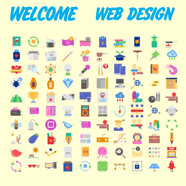 100个通用图标用于不同的网页设计图片下载