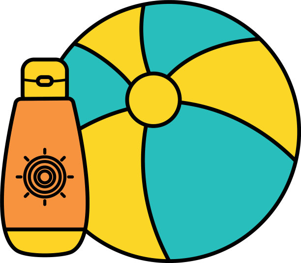 沙滩气球与太阳能阻挡图标图片下载