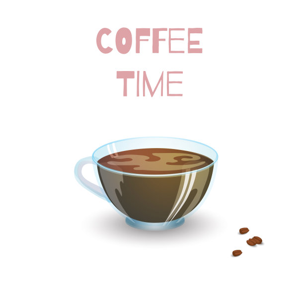 有咖啡和豆子的透明玻璃杯图片下载