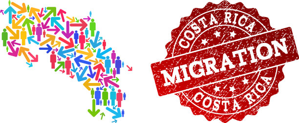 移民拼贴的哥斯达黎加和马赛克地图图片下载