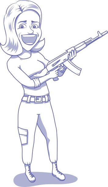 带着冲锋枪的快乐女人图片下载
