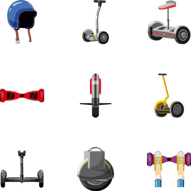 悬浮滑板图标设置卡通风格图片下载