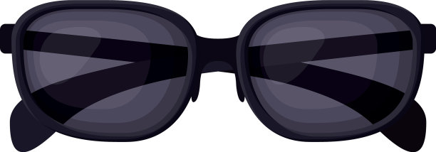 可爱的太阳镜与黑色的镜头在白色的背景图片下载