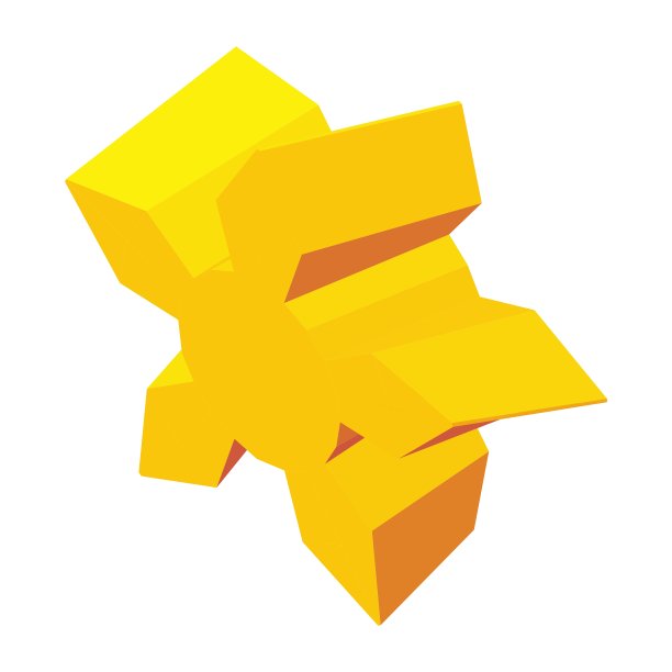 黄金五角星图标等距3d风格图片下载