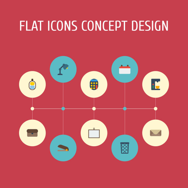 平面图标，白板，书桌，打孔灯和图片下载