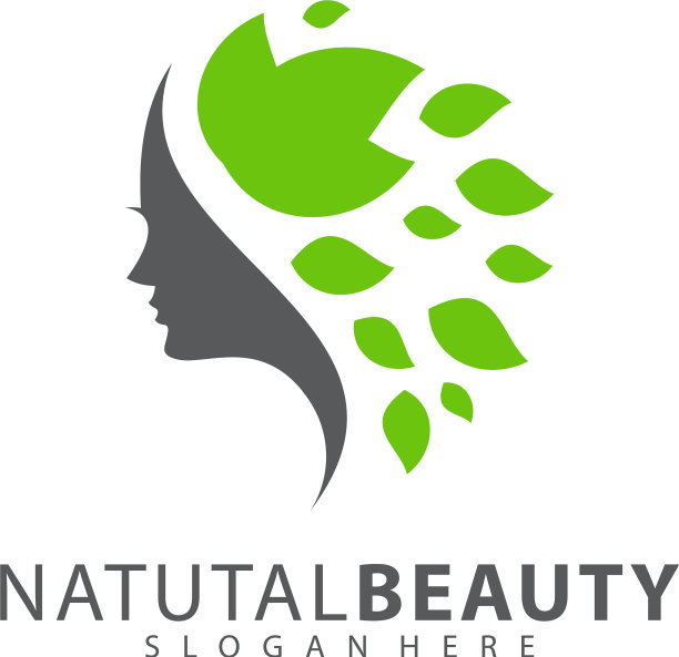 女人的脸在花朵叶子抽象设计图片下载