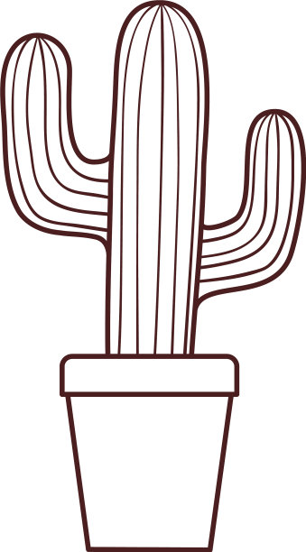 剪影仙人掌盆栽孤立图标图片下载