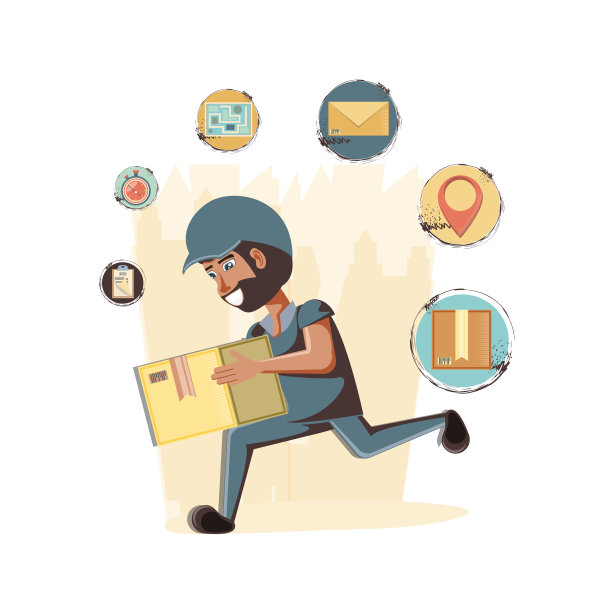 快递服务与框图标图片下载