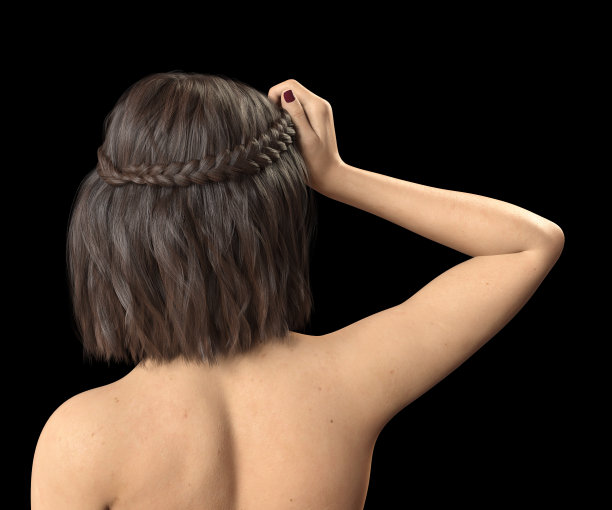 哭泣的女人与化妆在黑色的背景，3D渲染图片下载