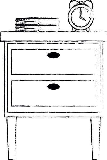 装有书和报警器的木制抽屉图片下载