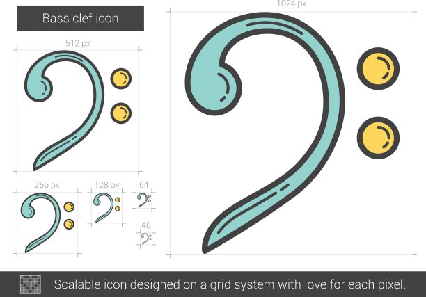 低音谱号线图标图片下载