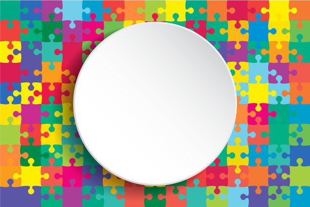 白色圆圈旗帜彩色背景拼图图片下载