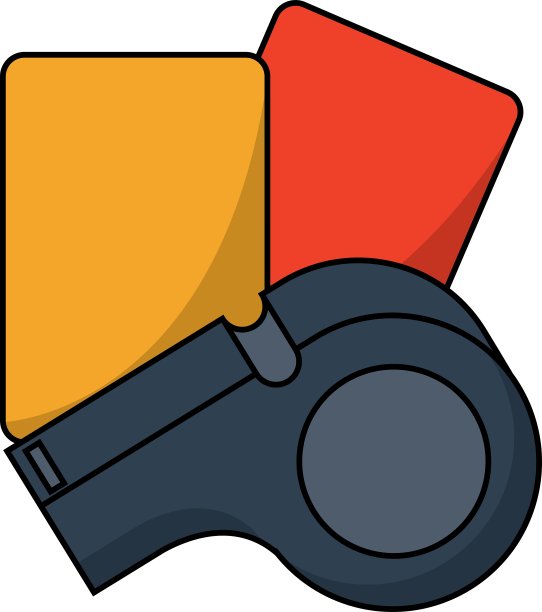 足球运动的卡片和哨子设计图片下载