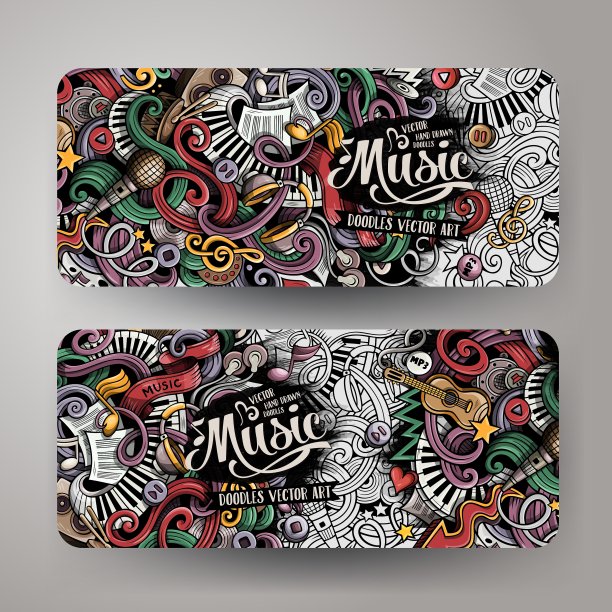 卡通手绘涂鸦音乐横幅图片下载