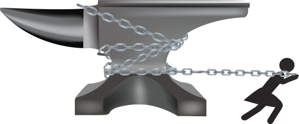 黑人用链条拉着铁砧钢图片下载