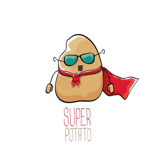 有趣的卡通可爱的棕色超级土豆图片下载
