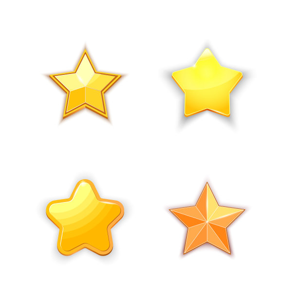 套逼真的五角星游戏光泽图片下载