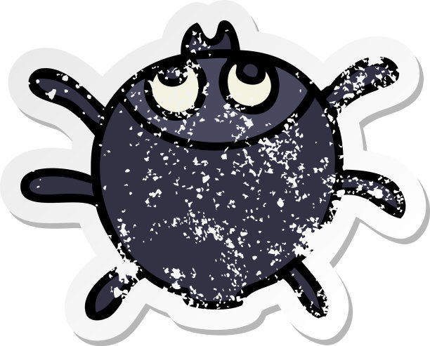 一个古怪的手绘卡通的旧贴纸图片下载