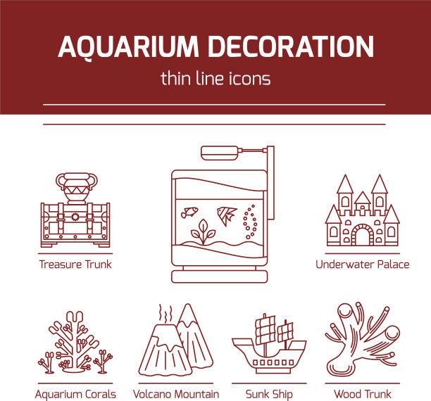 细线图标-水族馆装饰工具图片下载