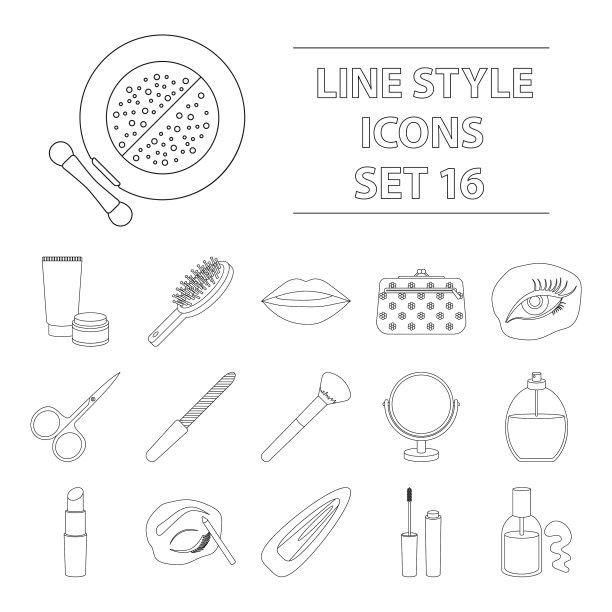 化妆集图标在黑色风格大收集图片下载