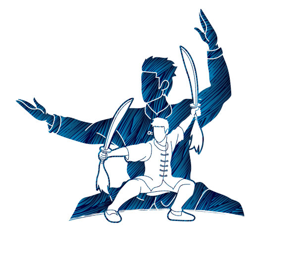 功夫武术与剑姿势图形图片下载