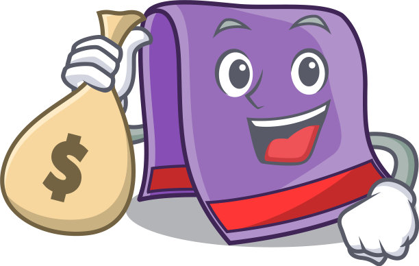 与钱袋毛巾人物卡通风格图片下载