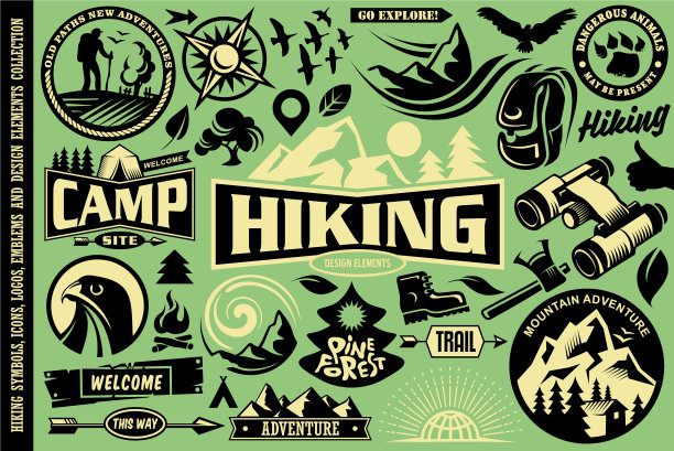 远足设计元素集图片下载