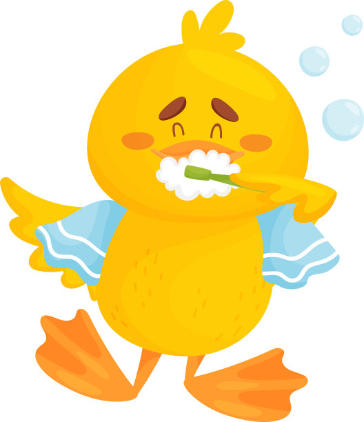 可爱的小鸭子正在刷牙图片下载