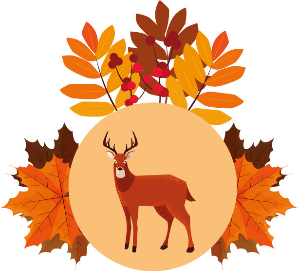鹿快乐秋季平设计图片下载