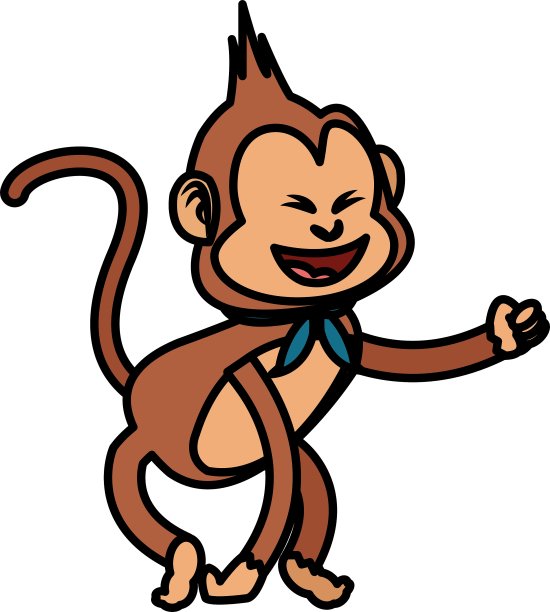 孤立猴子卡通设计图片下载