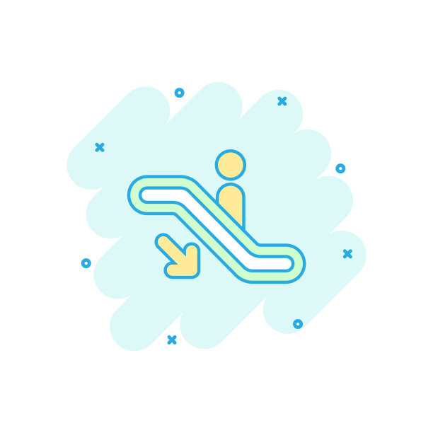 卡通扶梯电梯图标漫画风格图片下载