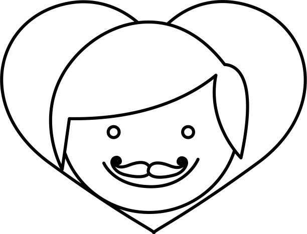 图脸男人发型与心的图标图片下载