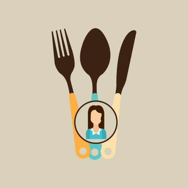 叉子，勺子和刀的女人图标图片下载