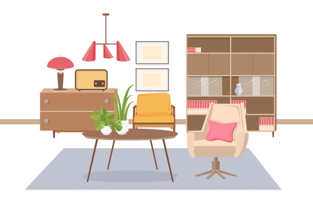 舒适的客厅内饰有旧家具图片下载