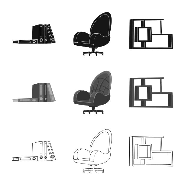 孤立对象的家具和工作标志集图片下载