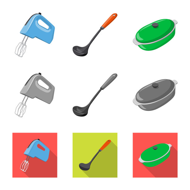 厨房和厨师符号的孤立对象图片下载