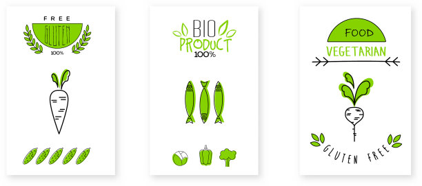 生物产品标识设计素食食品徽章图片下载