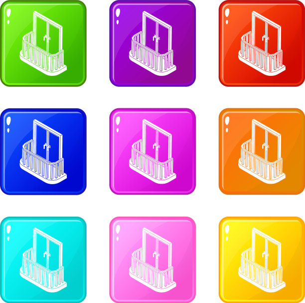 现代阳台图标集9种颜色收集图片下载