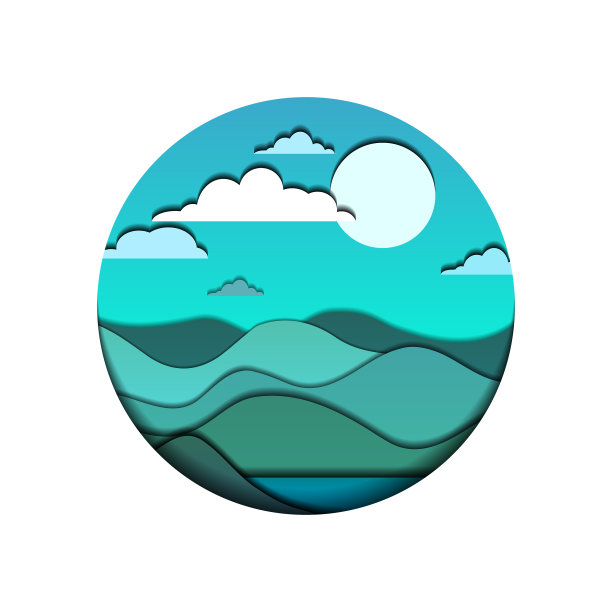 圆形3d与自然在蓝色色调削减图片下载